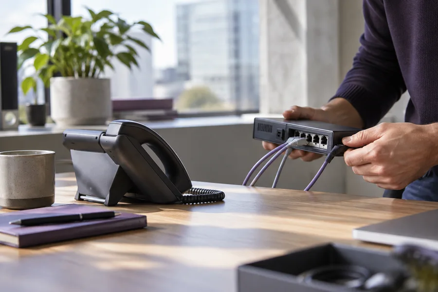 Concept photograph illustrating business-voip